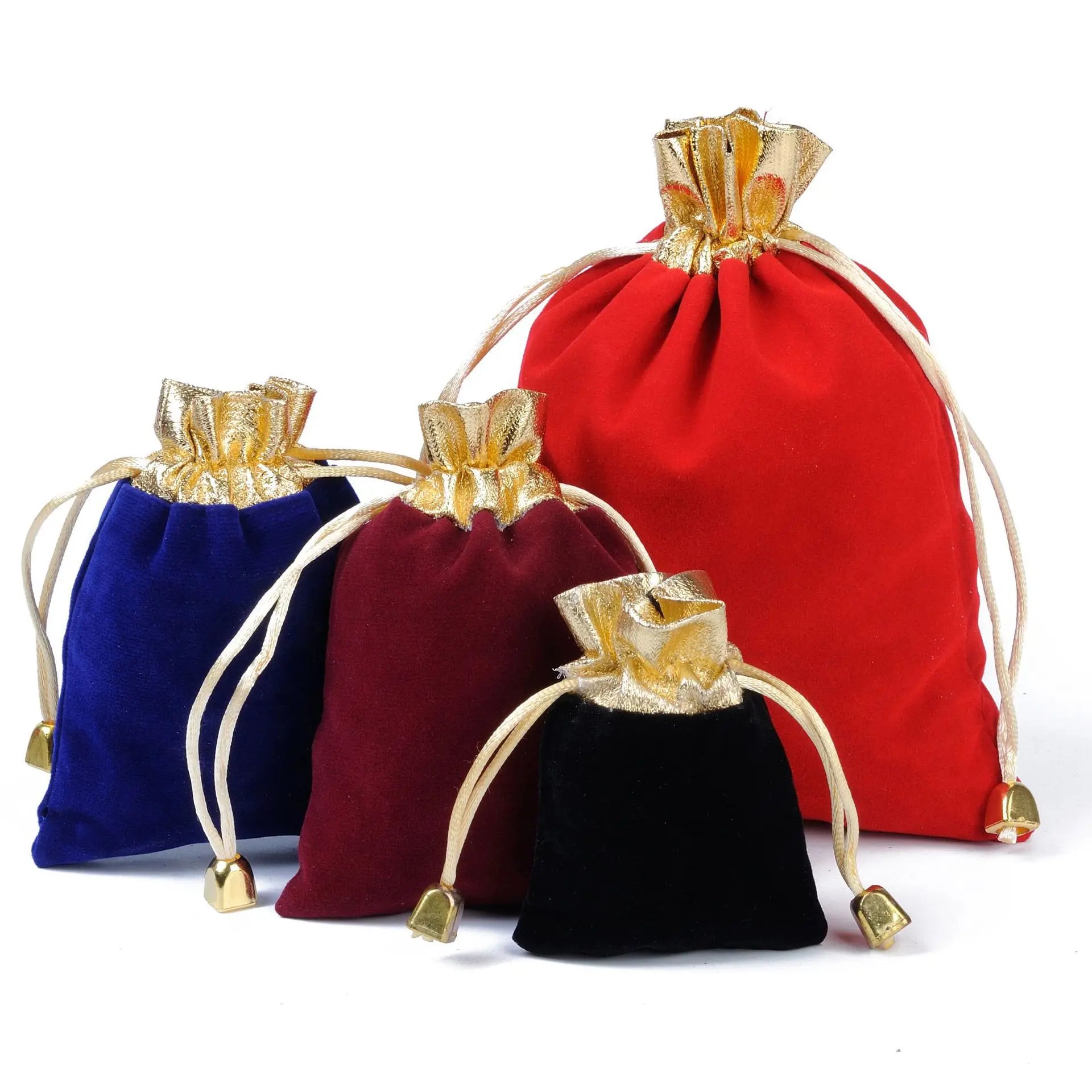 High Quality Large Custom Jewelry Velvet Small Drawstring Bags Printed Logo Packing for Bracelet Pouch