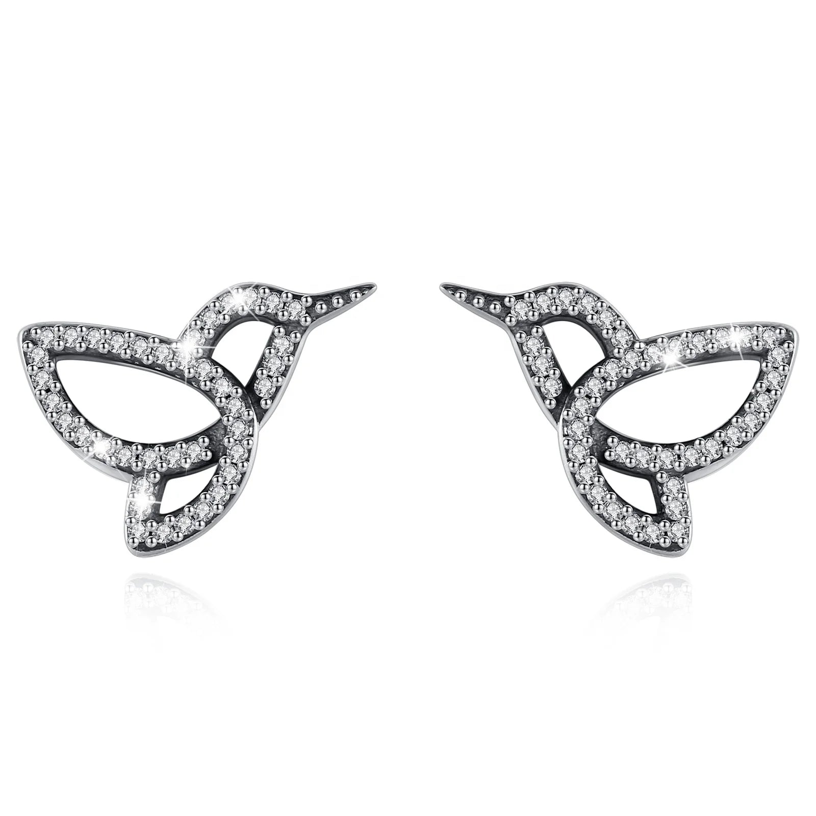 Merryshine Women's Trendy 925 Sterling Silver Cubic Zirconia Humming Bird Stud Earrings for Wedding Engagement or Gift