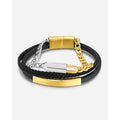 BM Jewelry Factory Wholesale Luxury Gold Plated Stainless Steel Bracelets Multilayer Leather Bracelet Men