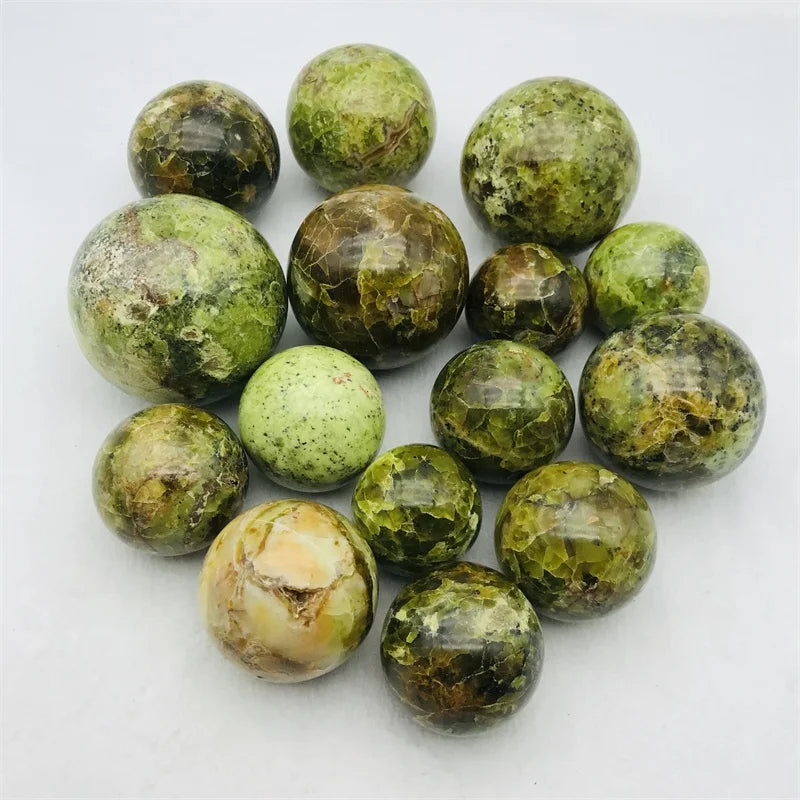Gemstone Wholesale Natural Polished Healing Crystal Ball Green Opal Stone Sphere For Decoration