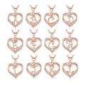 Rose Gold Plated Jewelry Heart Shaped Initial Alphabet Cubic Zirconia Letter Pendant Necklace