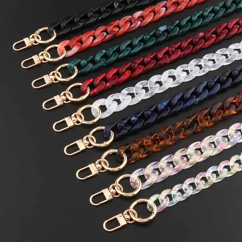 Dropshipping Custom Length AB Acrylic Simple Design Buckle Coroful Clear Chain Link for Handbag and Cellphone Case