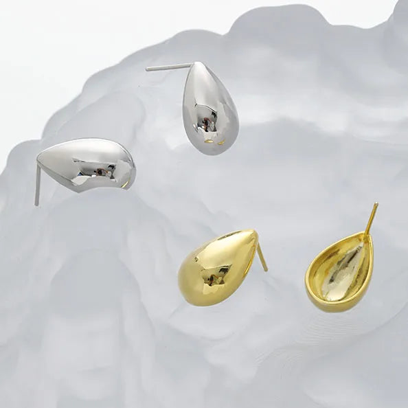 New Design S925 Sterling Silver Simple Style Oval Drop Stud Earrings 925 Silver Jewelry for Women EA290