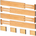 Adjustable Eco-friendly Bamboo Drawer Dividers Easy Install Customizable Size Kitchen Bathroom Wardrobe Garage Storage Organizer