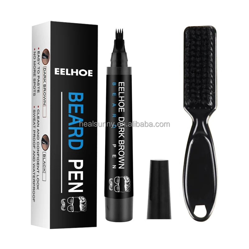 Men Waterproof Long Lasting Coverage Repair Shape Filler With Brush Beard Pencil
