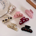 Alan Small-Scale High-End Design Hair Claws Acid Cherry Color Diamond Medium-Sized Clasp Sweet Shark-Shaped Detail White
