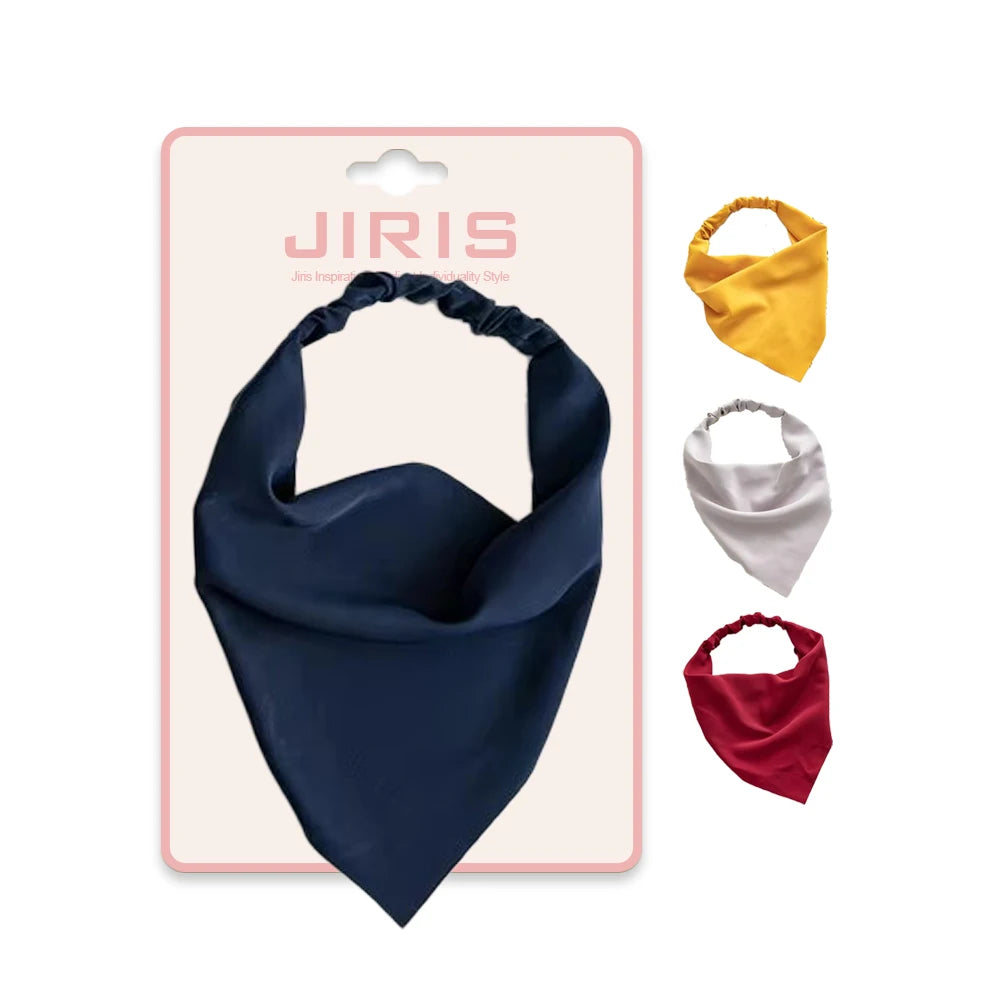 JIRIS  Hot Sale Simple Solid Color Chiffon Triangle Headband Elastic Headband Scarf for Women