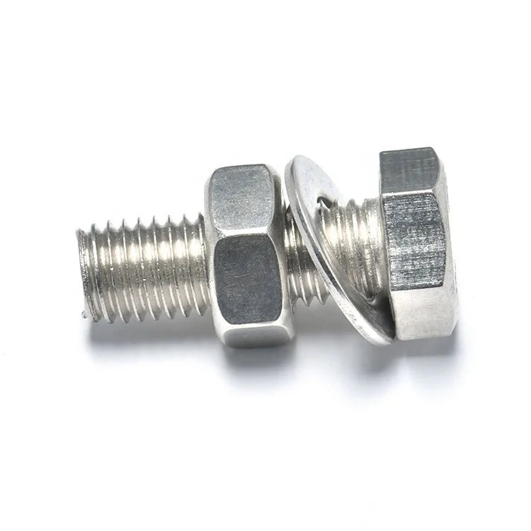 Assembled Inox 304 Full Thread Hexagon Bolt with Nut and Washer