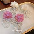 2023 Fashion Flower Tassel Earrings Luxury Floral White Pearl butterfly Knot Drop Earring Statement Jewelry Gift