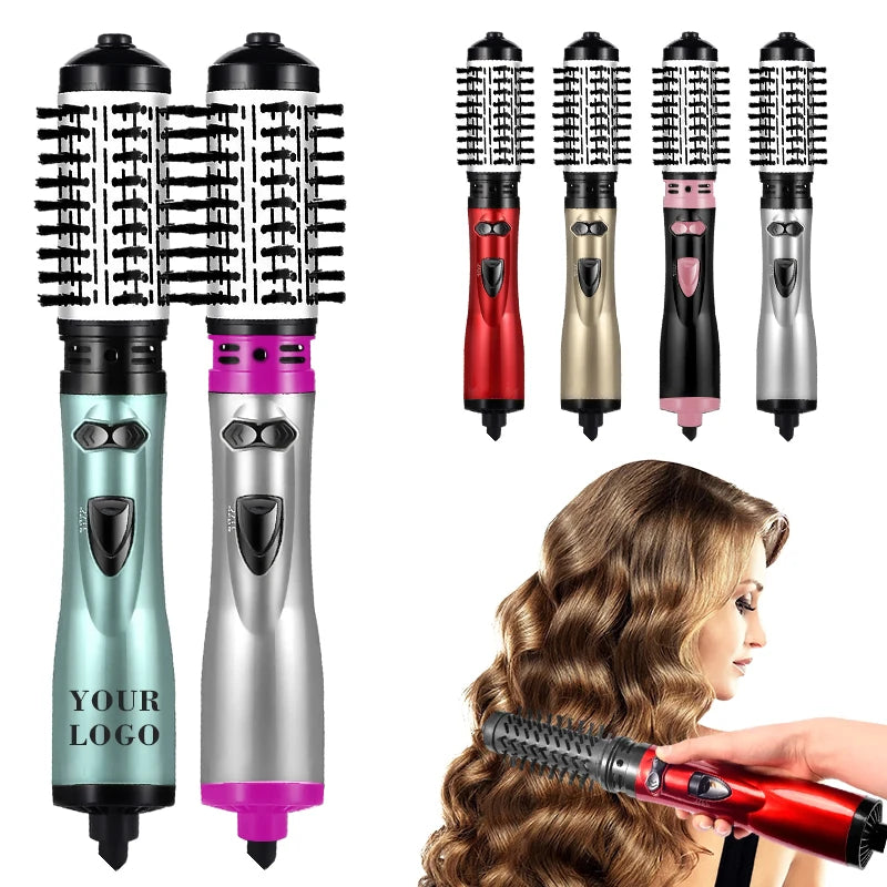 Adjustable Rotating Automatic Curling Iron Hot Air Hair Dryer Brush for Fast Drying Curling Volumizing Straightening & Styling