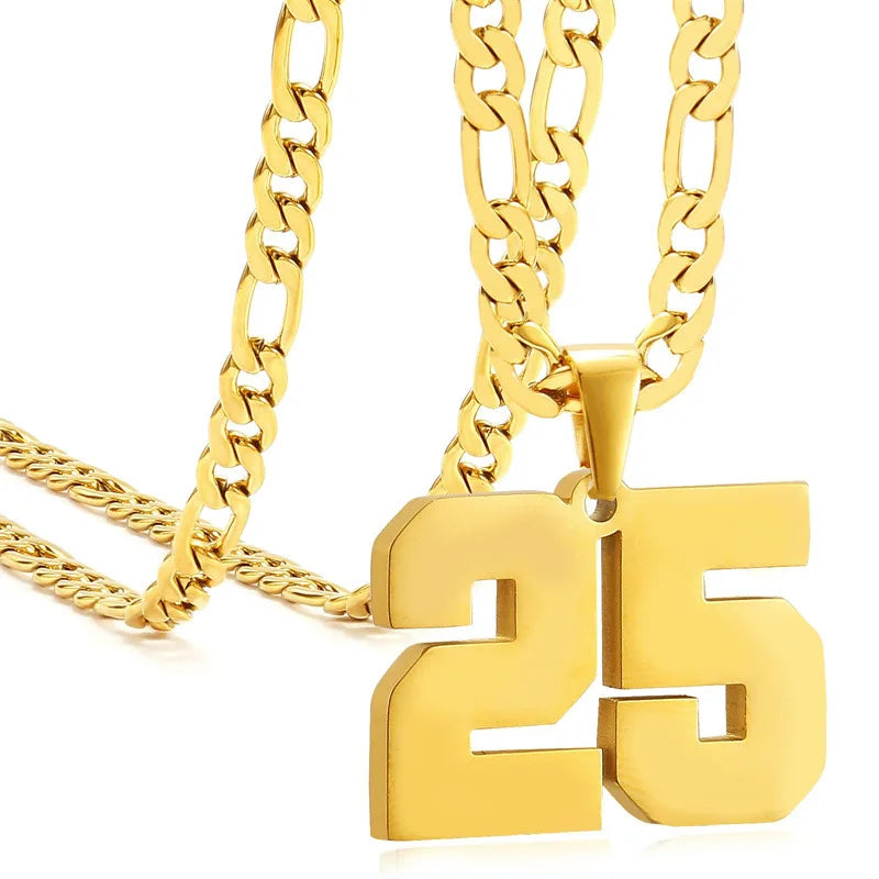 Men Hot Selling Baseball Basketball Football Team Number 1-99 Pendant Necklaces Stainless Steel Jewelry