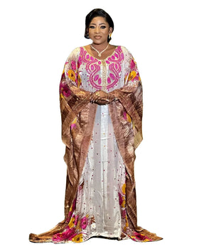 New African Women's Wear Middle East Pearl Print Loose Robe Dress
