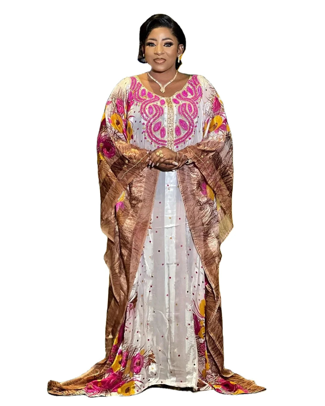 New African Women's Wear Middle East Pearl Print Loose Robe Dress
