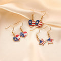 Stainless Steel Gold Filled American Map Stainless Steel Hollow Circle Earrings American Flag Love Heart Star Stud Gold Earring