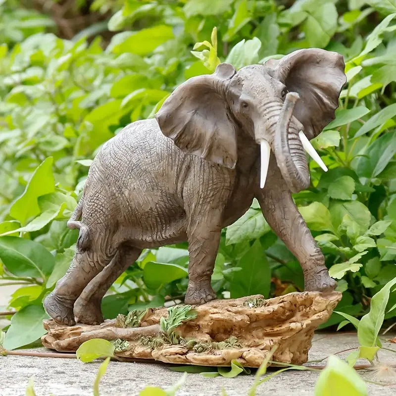 Hot Sale Realistic Gray Elephant Resin SculptureNatural Style Home Decor for Living RoomAfrican Animal Theme Statue Collection