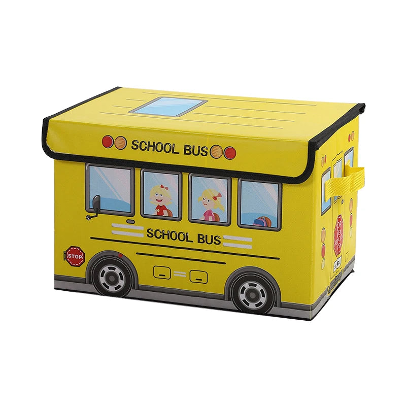 Factory Outlet School Bus Storage Box Side Portable Sundries Organizer of Bedroom Cartoon Non-woven Foldable Storage Box