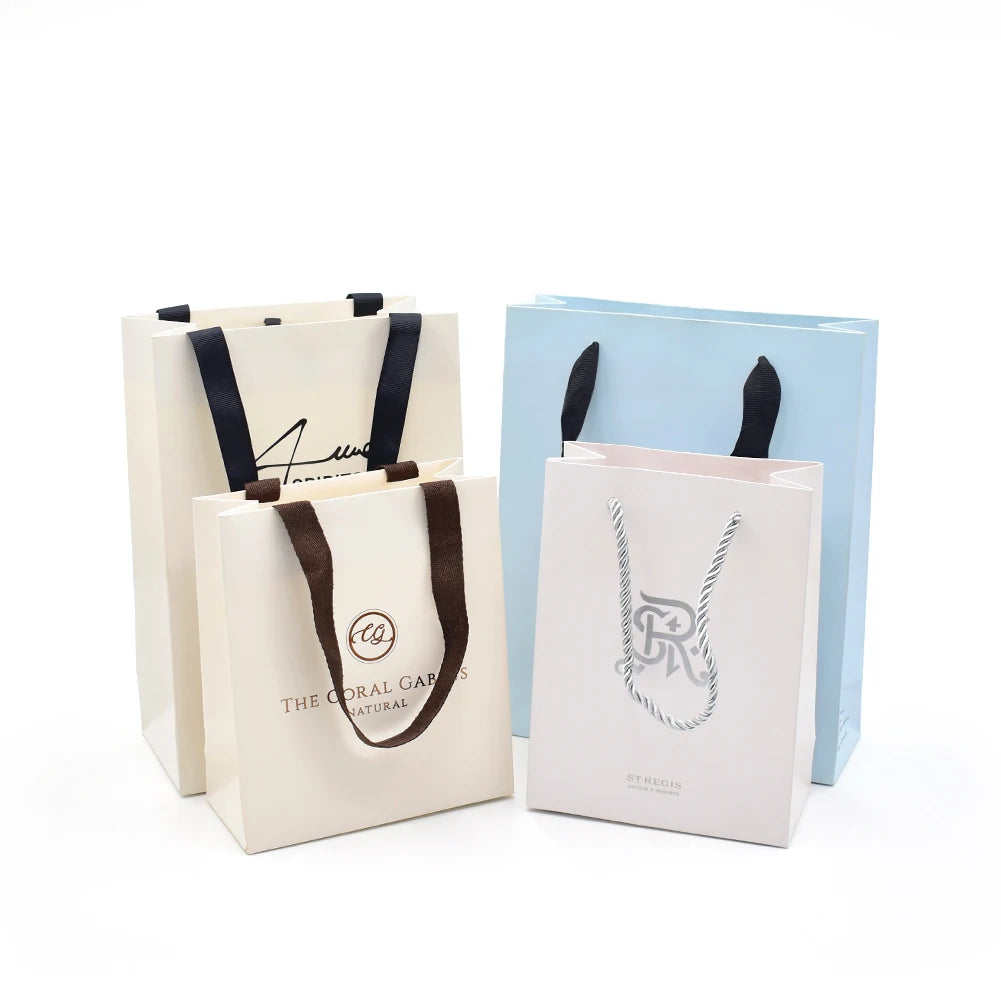 Branded Recyclable Kraft Pink Cardboard Gift Bags for Weddings Birthdays Celebrations Add Timeless Elegance Custom Logo