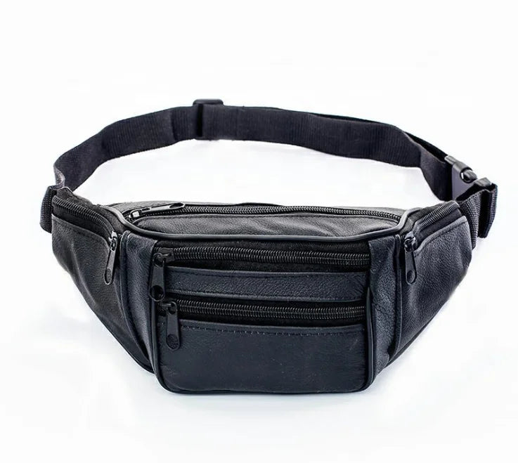 New Fashion Pu Leather Waist Bag for Men Waterproof Sport Bag Fanny Pack Portable Outdoor Running Chest Sling Bag
