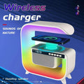 5 in 1 G Shape Usb Rechargeable Fast Wireless Charger Rgb Led Atmosphere Smart Light Lamp With BT Speaker Clock for Home