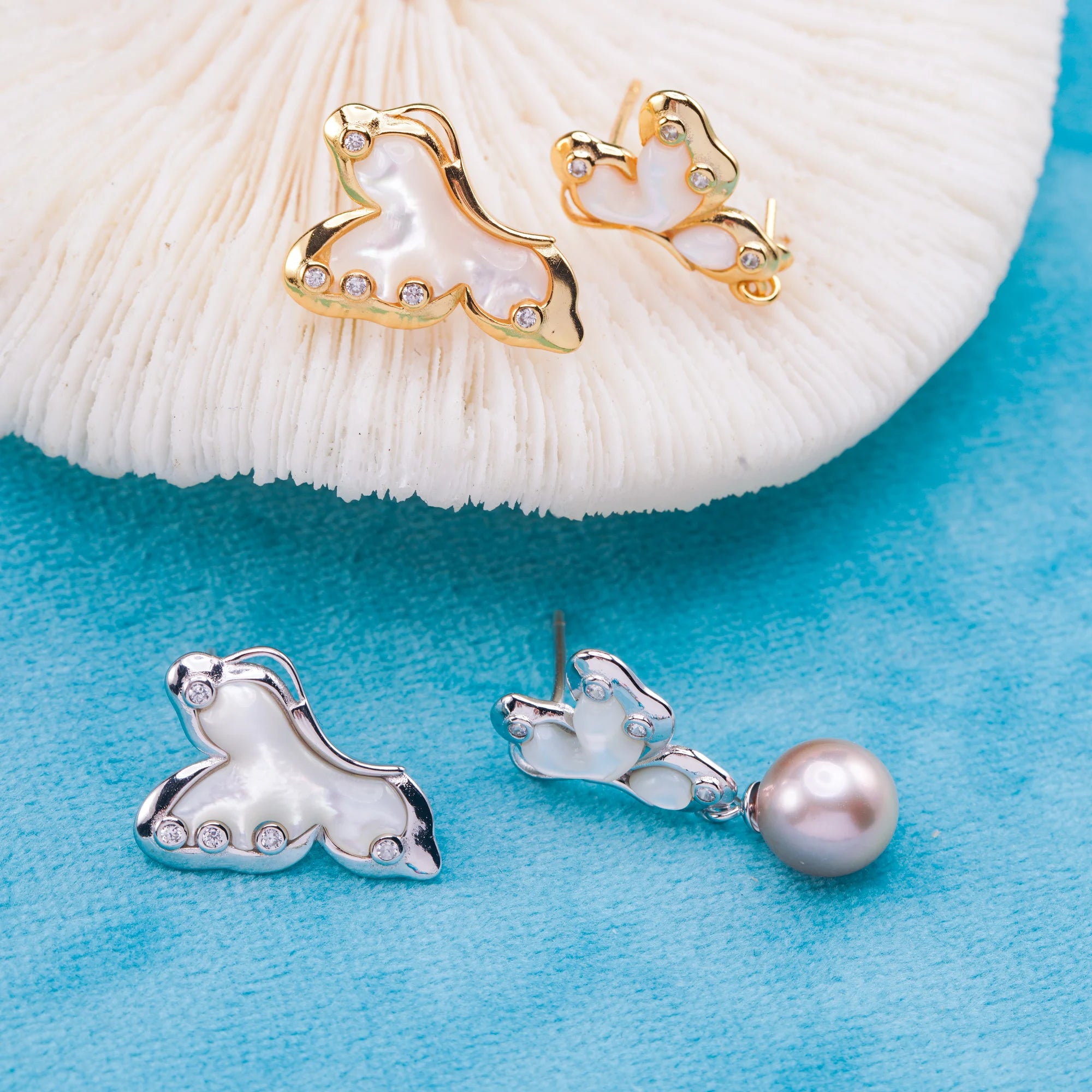 E010921 S925 Pearl Earring 925 Sterling Silver DIY 7-8mm Natural Freshwater Pearl Stud Earring for Women