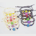 Handmadebrown  Wax Cord String Rope Braided Woven Glass Ball Bead Dried Flower Bracelet Jewelry