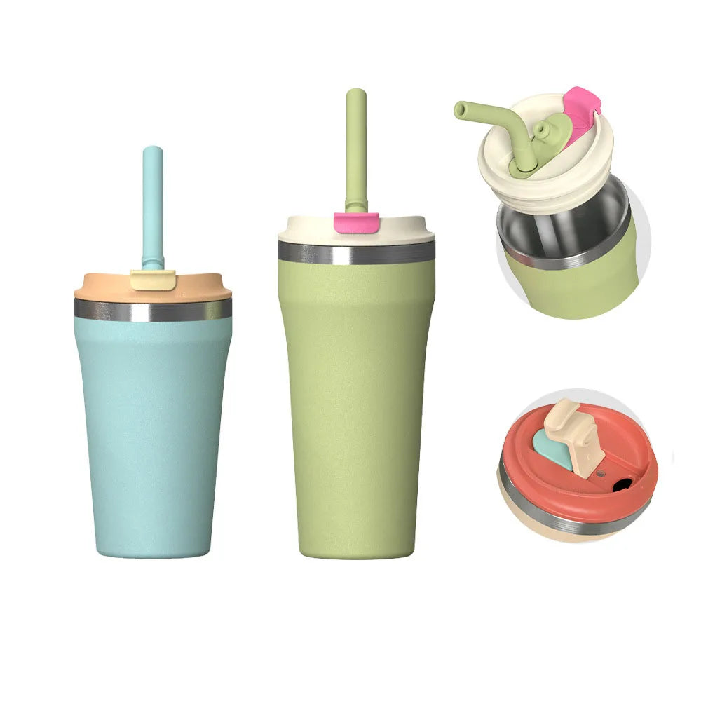 12oz 16oz New Vacuum Double-layer Stainless Steel Insulated Tumbler Reusable Double Drink Leak-proof Ice Coffee Cup with Lid
