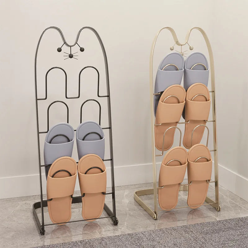 Ultra-thin Ultra-narrow Modern Metal Living Room Shoe Rack for Home & Hotel Use