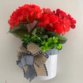 New Product Ideas Red Geranium Bucket Bow Artificial Christmas Hanging Basket