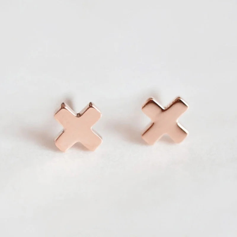 EManco Women's Luxury Stainless Steel Silver Plated Gold Geometric Stud Earrings-Trendy Wedding Party & Anniversary Gift