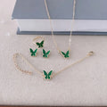 2023 New Exquisite Dainty Women's Jewelry Stainless Steel Green Butterfly Necklace Set