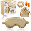 Custom Logo Home Use Mask Printed Satin Sleeping Mask Gold Washable Eye Mask Blackout Night Blindfold Eye Mask