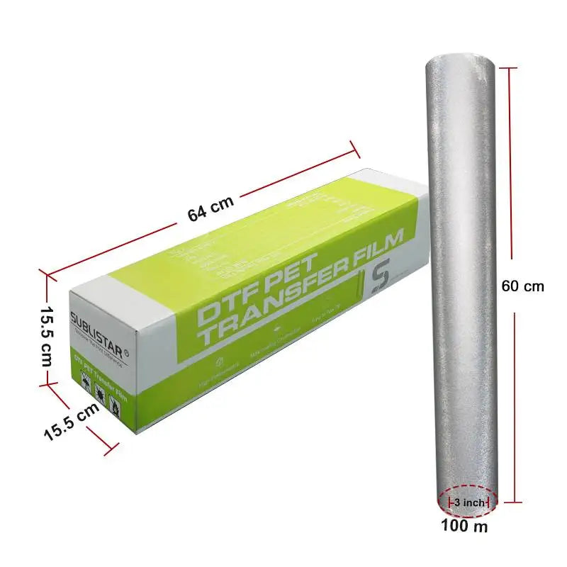 SUBLISTAR Premium Metallic Silver Foil DTF Film(60CM*100M)  Direct to Film Transfer Printing Cold Peel for Iconic Logos