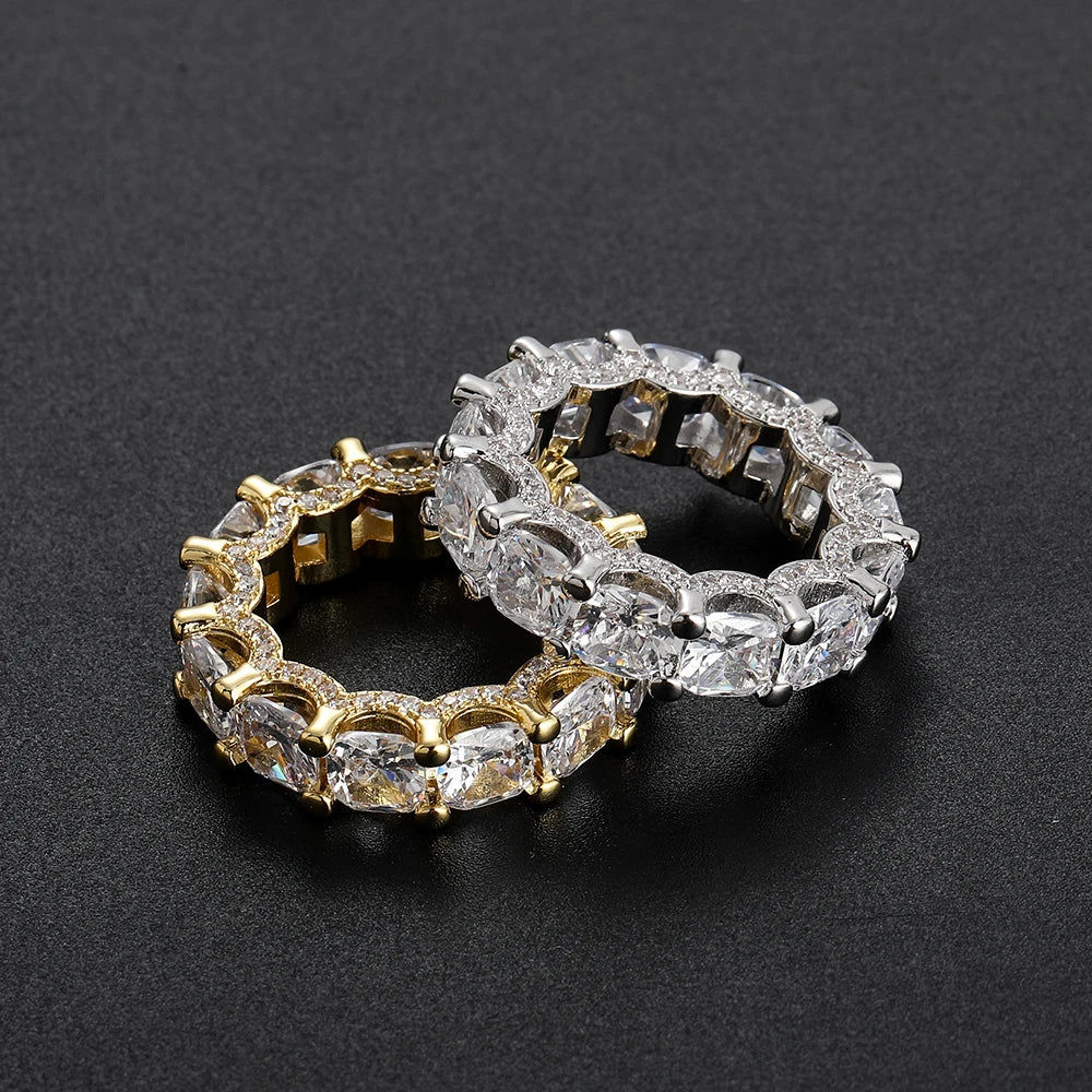 R063 Brass CZ Prong Setting Ring Square Stone Men and Women Cocktail Rings