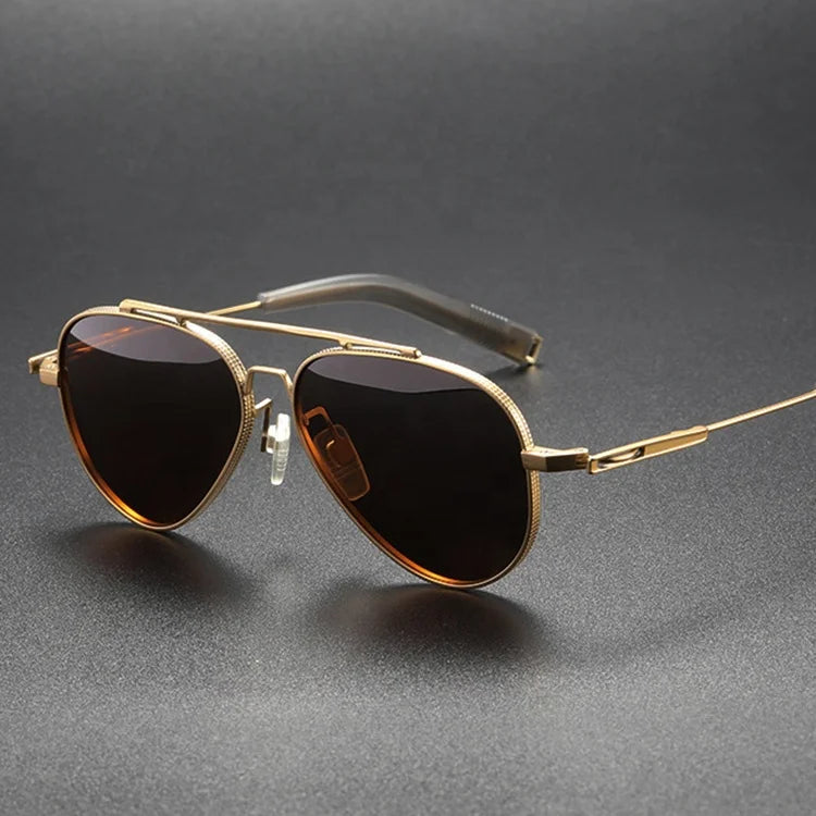 Yvan Luxury Sunglasses Pure Titanium Frame Gold with Polarized Gold Lenses Wholesale Brand Pilot Sun Glasses Gafas De Sol