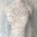 Factory Direct Sales of Mesh Hot Stamping Printed Embroidered Fabric Snowflake Star Dress Lace Mesh Fabric