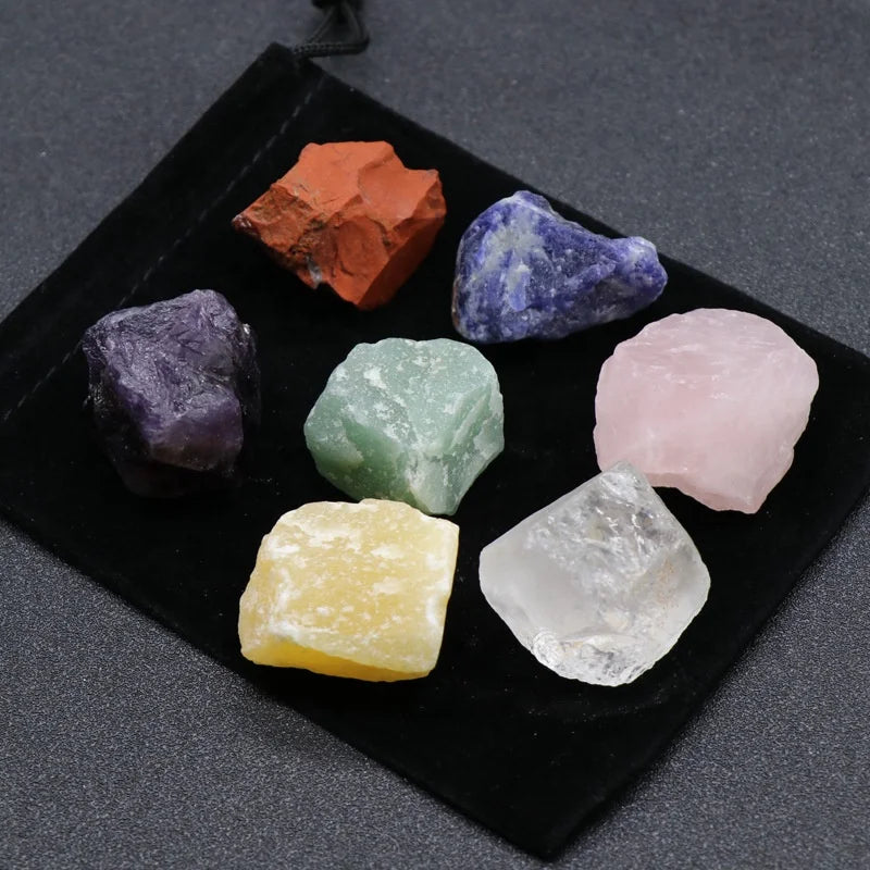 Hot Home Decor Natural 7-Chakra Crystal Diamond Set Semi-Precious Raw Healing Stone for Yoga Polished Technique