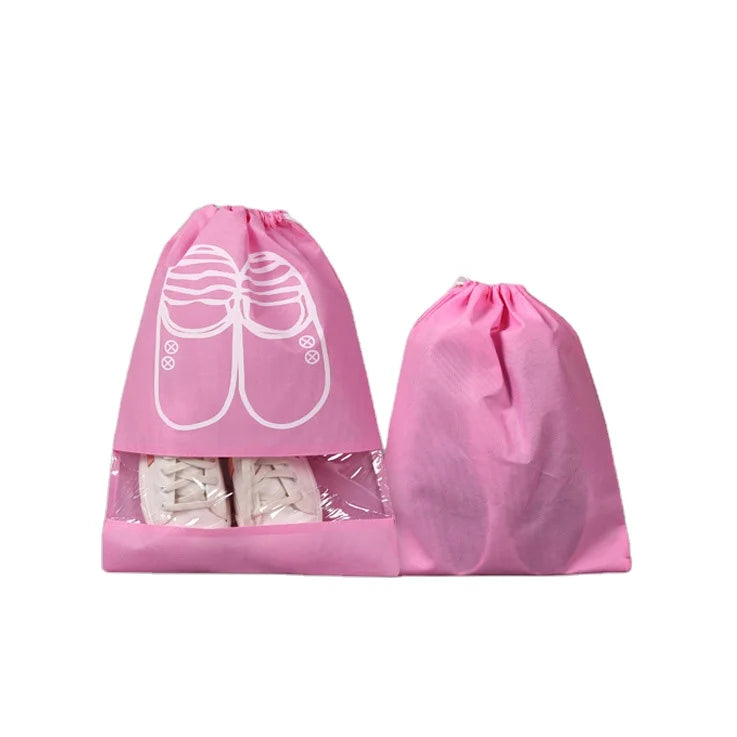 Wholesale Retail Custom Logo Promotional for Pink Cotton Shoe Storage Bag Cheap Portable Non-Woven PVC Travel Bag