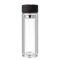 FX Factory High Quality Custom Logo 300ml Double Wall Glass Water Bottle Tea and Water Separation Bottle with Tea Infuser