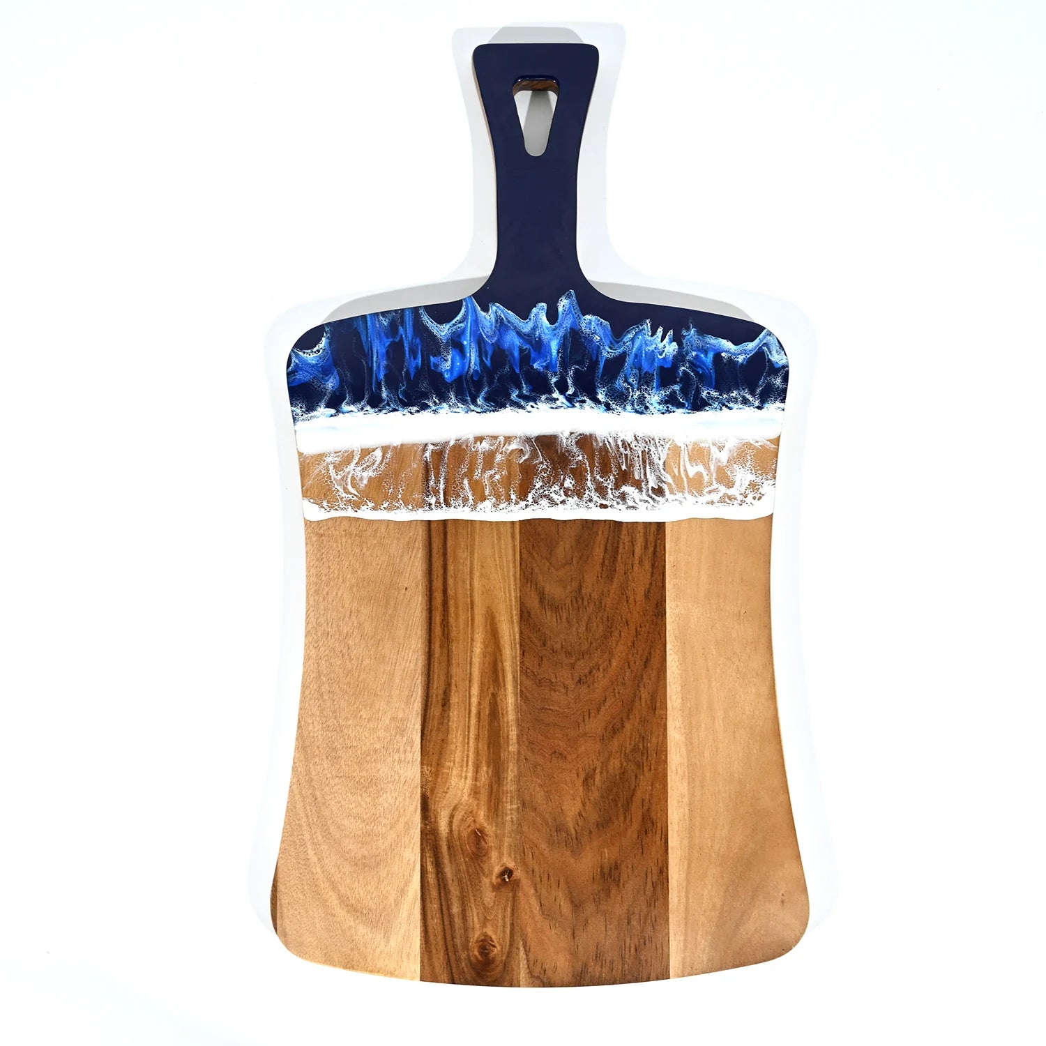 Handcrafted Acacia Wood Cutting Board Resin Blue Wave Pattern End-Grain Butcher Block Kitchen Solid Wood Large Cutting Board