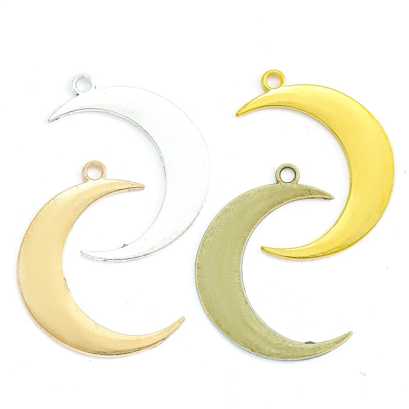 4 Colors Alloy Moon Charm for DIY Necklace Bracelet Earrings Pendant Jewelry Crafts Making Accessories 43*33mm L634