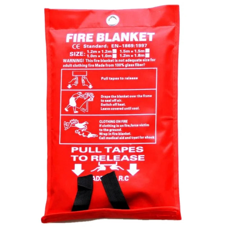 Durable 0.43mm Fiberglass Fire Blanket White 430gsm EN1869:1997 Certified 1.8m X 1.8m & 1.8m X 1.2m INRY Brand