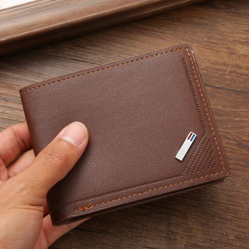 New Men's  Short Wallet Men's Youth Fashion Thin Multiple Card Slots Large Capacity Horizontal Business Soft Leather Wallet