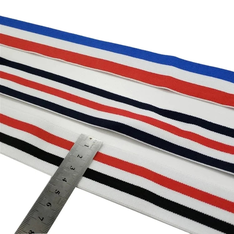 Factory Sale 4cm Durable Flat Stripe Jacquard Ribbon Elastic Band 100% Polyester for Sportswear