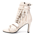 F019 Jazz Dance High Heels Elastic Cross Strap Roman Sandals Women's Thin Heels