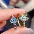 Luxury 925 Sterling Silver Gold Plated Wedding Rings Classic Style Engagement Birthday Topaz for Women for Parties