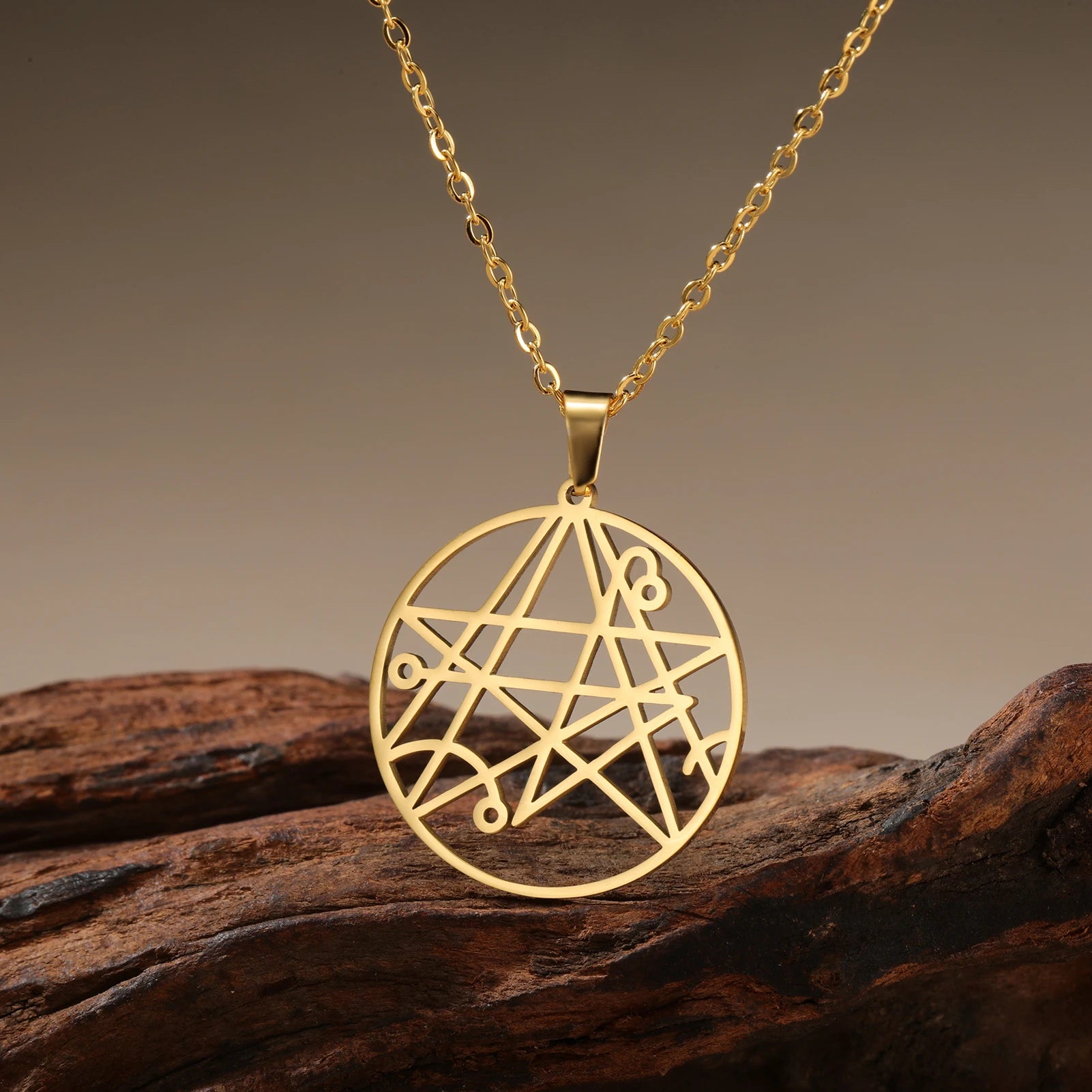 Myshape Necronomicon Necklace Book of Dead Pendant Sigil of the Gateway Stainless Steel Talisman Jewelry
