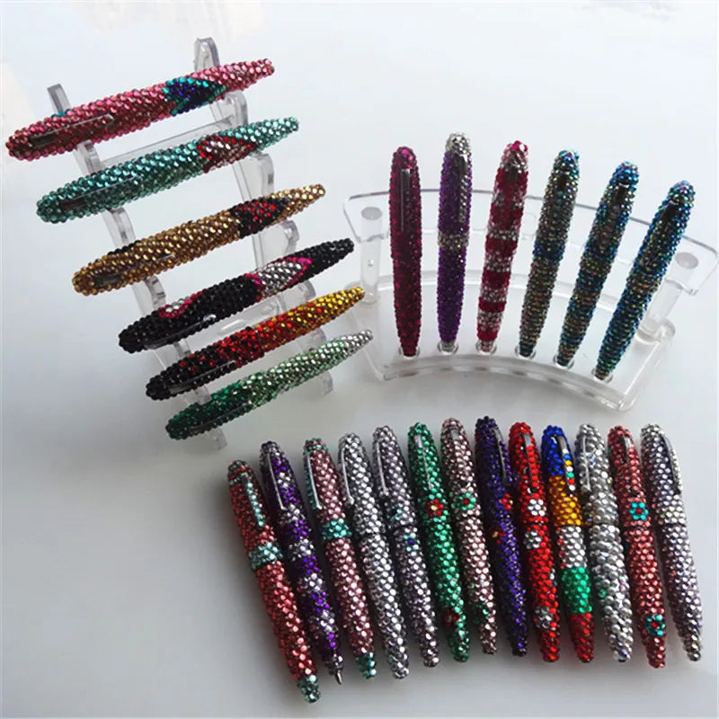 Handmade Ballpoint Pen with Diamonds. Office Stationery and School Supplies