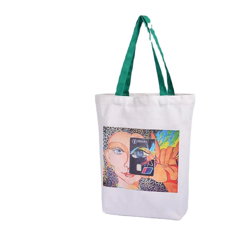Large Plain Blank White Custom Cotton Canvas Reusable Shopping Tote Bag