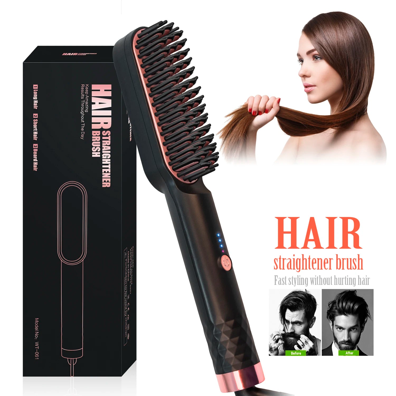 Factory Price Portable Beard Hair Straightener Brush Hair Dryer and Straightener Hot Iron Comb Hair Beard Straightener