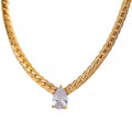 JINYOU 1005 Fashion 18K Gold Plated Bling Cubic Zircon Stainless Steel Chain Texture Necklace Bracelet Jewelry Set
